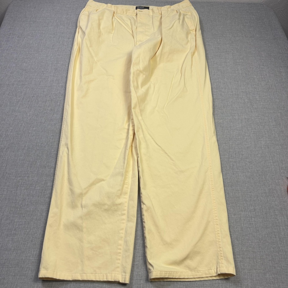 Polo Ralph Lauren Vintage Double Pleated Chino Pants Mens 40x32 Yellow Cotton